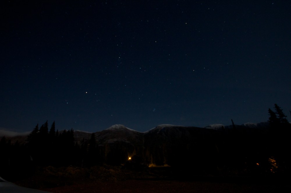 Pine Pass at night